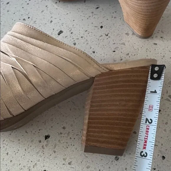 Paul Green AVERY Chic Gold Metallic Shimmer Leather Heeled Mules Shoes Size US 8 - Picture 7 of 13